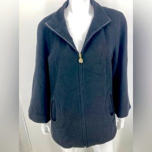Betray Johnson Black Wool Blend Lined Zipper Front Winter Coat Gently Used